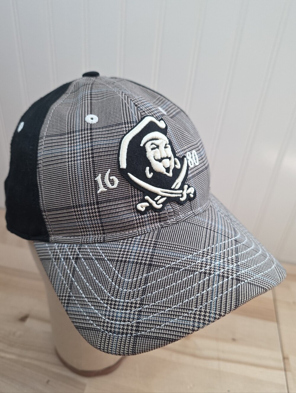 Captain Morgan Black Plaid Embroidered Ball Cap Hat Adjustable Strap